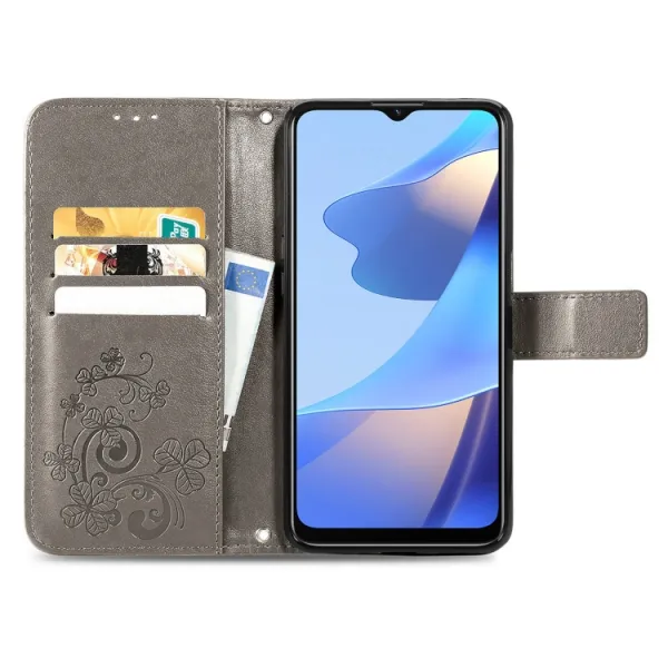 ART Peňaženkový kryt Oppo A16 / Oppo A16s FLOWERS šedý