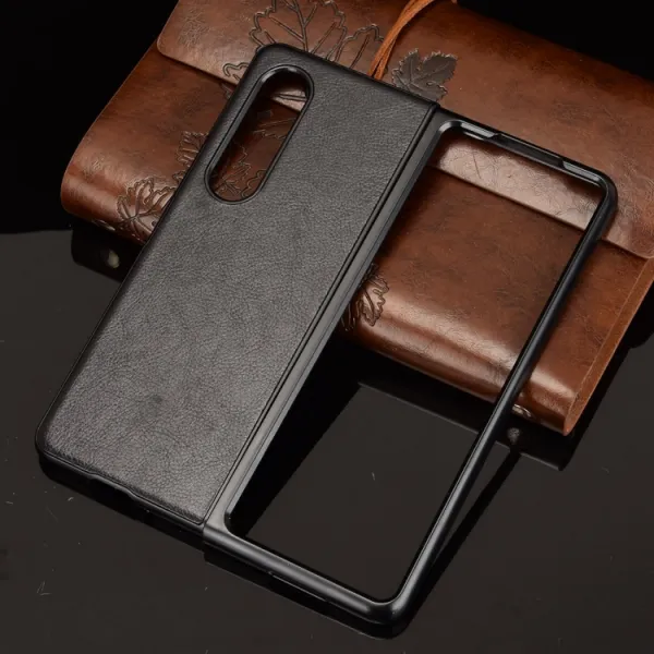 LEATHER Ochranný kryt Samsung Galaxy Z Fold 3 5G modrý