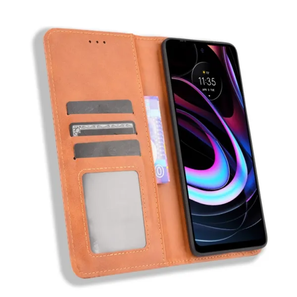 BUSINESS Peňaženkový kryt Motorola Edge 2021 hnedý