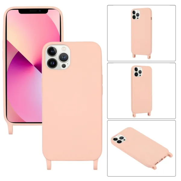 LANYARD Ochranný kryt so šnúrkou Apple iPhone 13 Pro Max ružový
