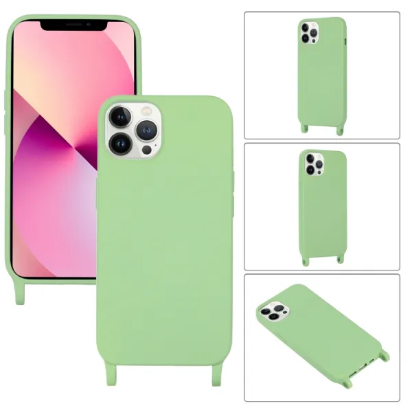LANYARD Ochranný kryt so šnúrkou Apple iPhone 13 Pro Max svetlozelený