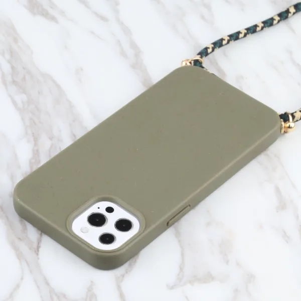 ROPE Kryt so šnúrkou Apple iPhone 13 Pro Max tmavozelený