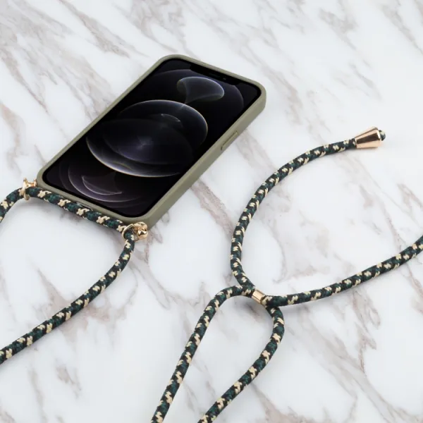ROPE Kryt so šnúrkou Apple iPhone 13 Pro Max tmavozelený