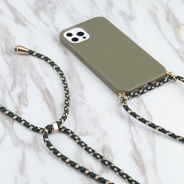 ROPE Kryt so šnúrkou Apple iPhone 13 Pro Max tmavozelený