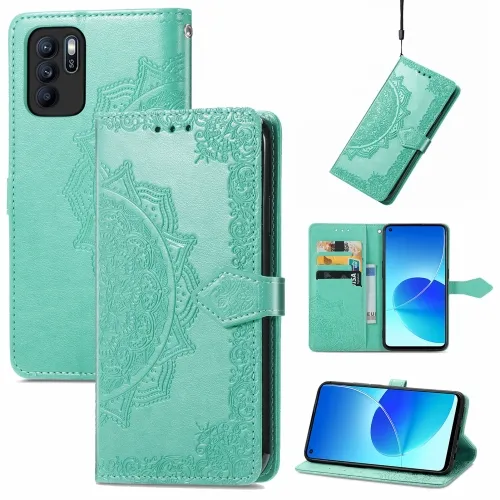 ART Peňaženkový kryt Oppo Reno6 Z ORNAMENT zelený