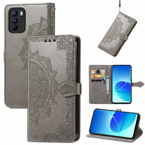 ART Peňaženkový kryt Oppo Reno6 Z ORNAMENT šedý