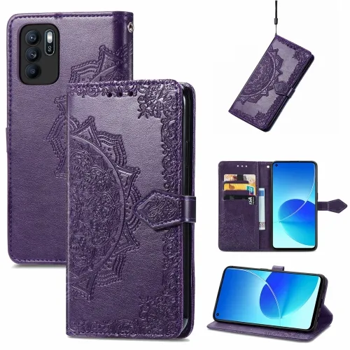 ART Peňaženkový kryt Oppo Reno6 Z ORNAMENT fialový