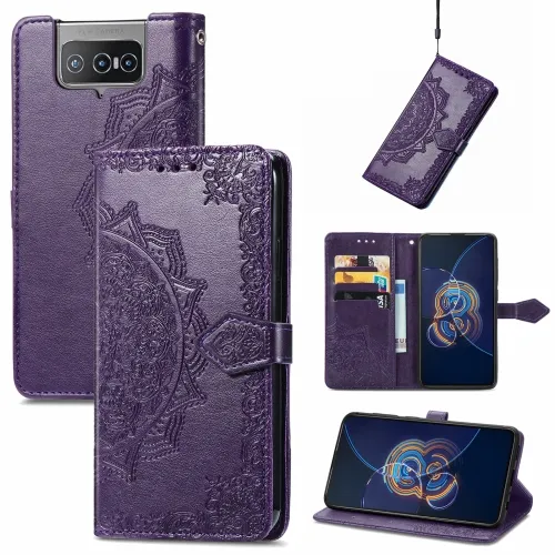 ART Peňaženkový kryt Asus Zenfone 8 Flip (ZS672KS) ORNAMENT fialový