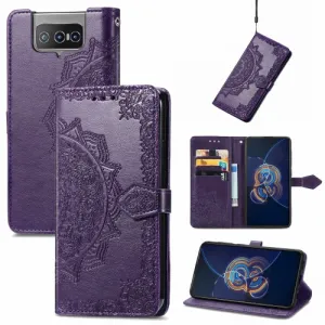 ART Peňaženkový kryt Asus Zenfone 8 Flip (ZS672KS) ORNAMENT fialový