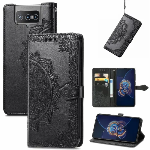 ART Peňaženkový kryt Asus Zenfone 8 Flip (ZS672KS) ORNAMENT čierny