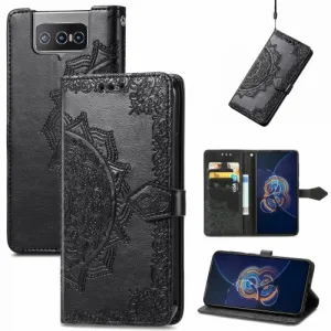 ART Peňaženkový kryt Asus Zenfone 8 Flip (ZS672KS) ORNAMENT čierny