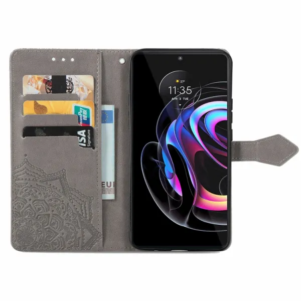 ART Peňaženkový kryt Motorola Edge 20 Pro ORNAMENT šedý