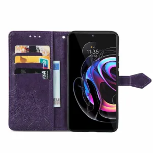 ART Peňaženkový kryt Motorola Edge 20 Pro ORNAMENT fialový