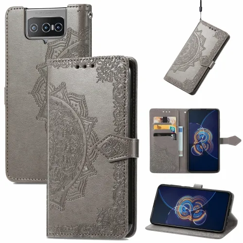 ART Peňaženkový kryt Asus Zenfone 8 Flip (ZS672KS) ORNAMENT šedý
