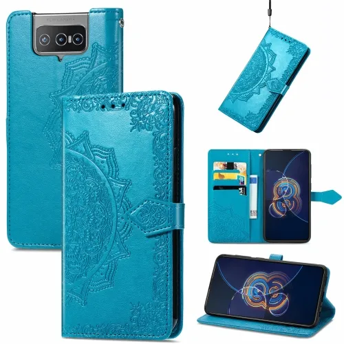 ART Peňaženkový kryt Asus Zenfone 8 Flip (ZS672KS) ORNAMENT modrý