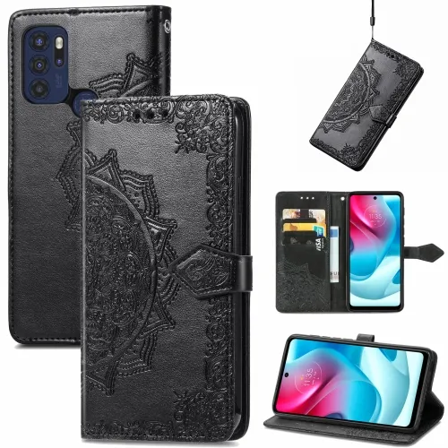 ART Peňaženkový kryt Motorola Moto G60s ORNAMENT čierny