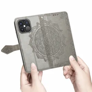 ART Peňaženkový kryt Apple iPhone 13 Pro ORNAMENT šedý