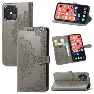 ART Peňaženkový kryt Apple iPhone 13 Pro ORNAMENT šedý