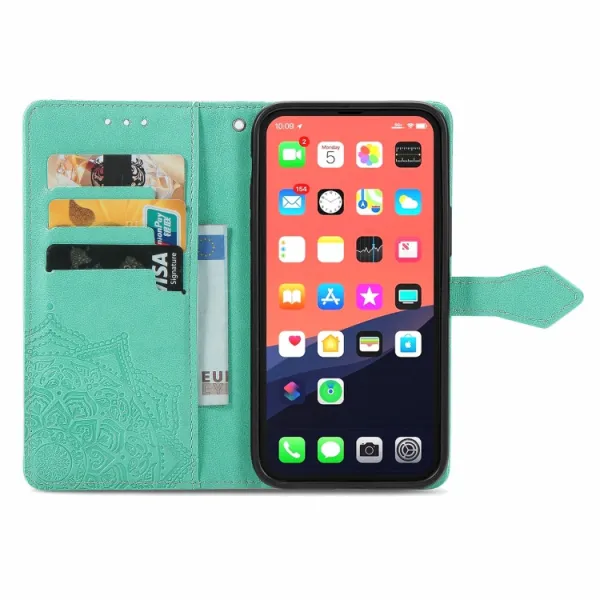 ART Peňaženkový kryt Apple iPhone 13 ORNAMENT zelený