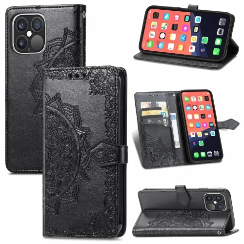 ART Peňaženkový kryt Apple iPhone 13 Pro ORNAMENT čierny
