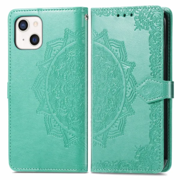 ART Peňaženkový kryt Apple iPhone 13 ORNAMENT zelený