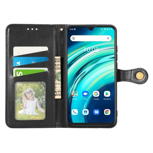 LEATHER BUCKLE Peňaženkový obal Umidigi A9 Pro čierny