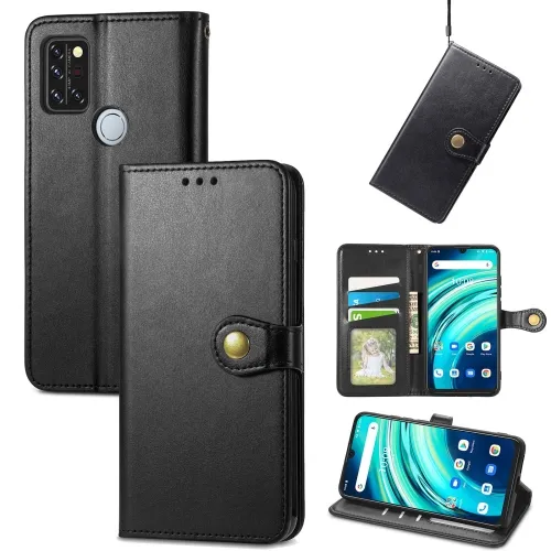LEATHER BUCKLE Peňaženkový obal Umidigi A9 Pro čierny
