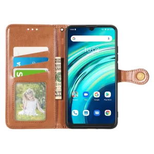 LEATHER BUCKLE Peňaženkový obal Umidigi A9 Pro hnedý