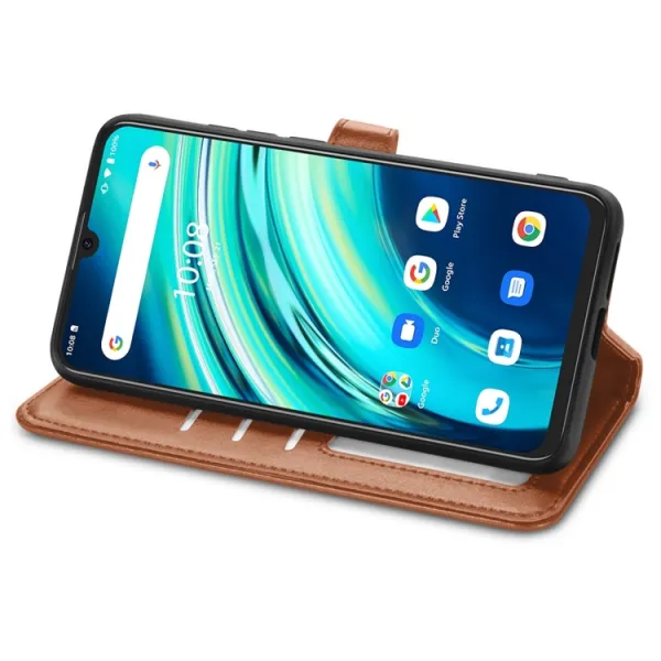 LEATHER BUCKLE Peňaženkový obal Umidigi A9 Pro hnedý