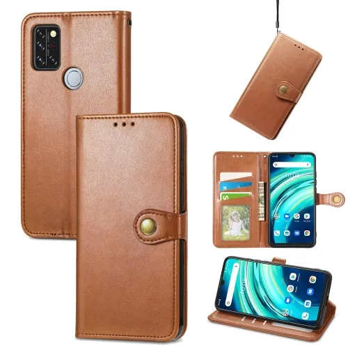 LEATHER BUCKLE Peňaženkový obal Umidigi A9 Pro hnedý