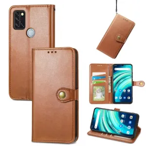 LEATHER BUCKLE Peňaženkový obal Umidigi A9 Pro hnedý