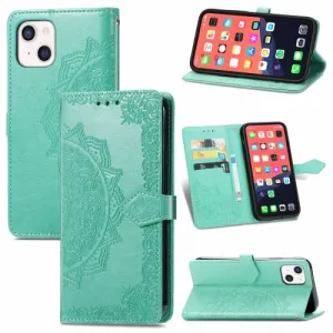 ART Peňaženkový kryt Apple iPhone 13 ORNAMENT zelený