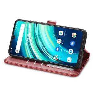 LEATHER BUCKLE Peňaženkový obal Umidigi A9 Pro červený