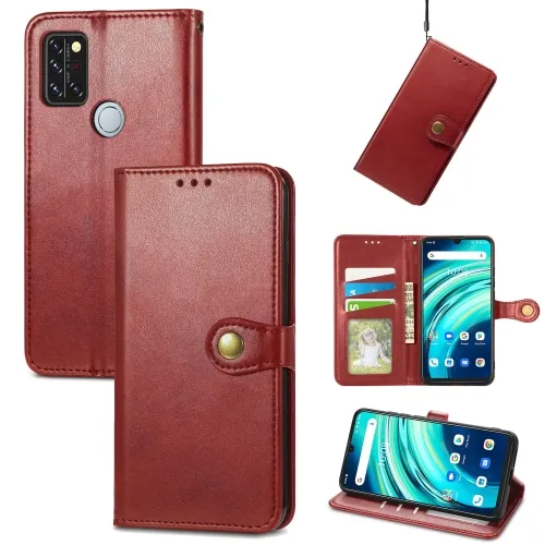 LEATHER BUCKLE Peňaženkový obal Umidigi A9 Pro červený