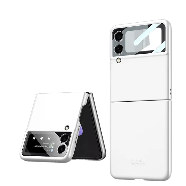 GKK Plastový kryt so sklom pre vonkajší displej Samsung Galaxy Z Flip4 5G biely