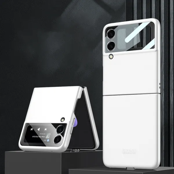 GKK Plastový kryt so sklom pre vonkajší displej Samsung Galaxy Z Flip4 5G biely