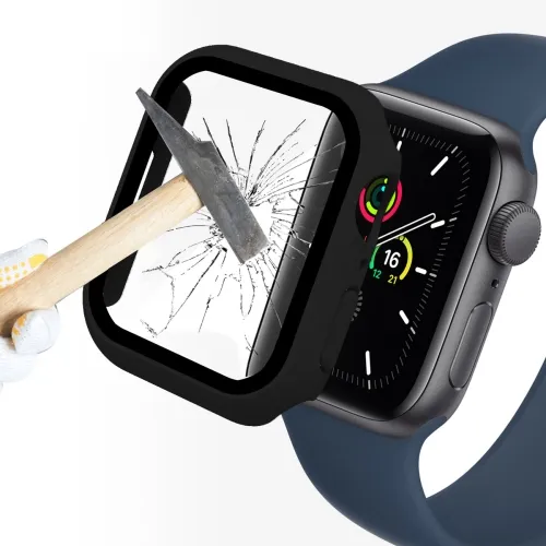 ENKAY Obal s tvrdeným sklom pre Apple Watch 9 / 8 / 7 (41mm) čierny