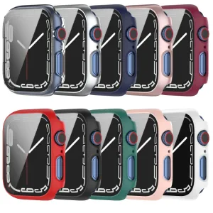 Plastový obal s ochranným sklom pre Apple Watch 9 / 8 / 7 (41mm) modrý