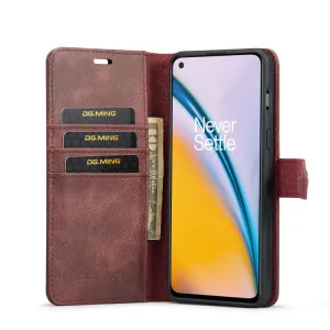 DG.MING Peňaženkový obal 2v1 OnePlus Nord 2 5G červený