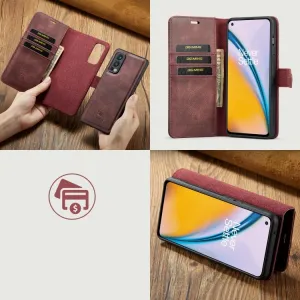 DG.MING Peňaženkový obal 2v1 OnePlus Nord 2 5G červený