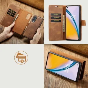 DG.MING Peňaženkový obal 2v1 OnePlus Nord 2 5G hnedý