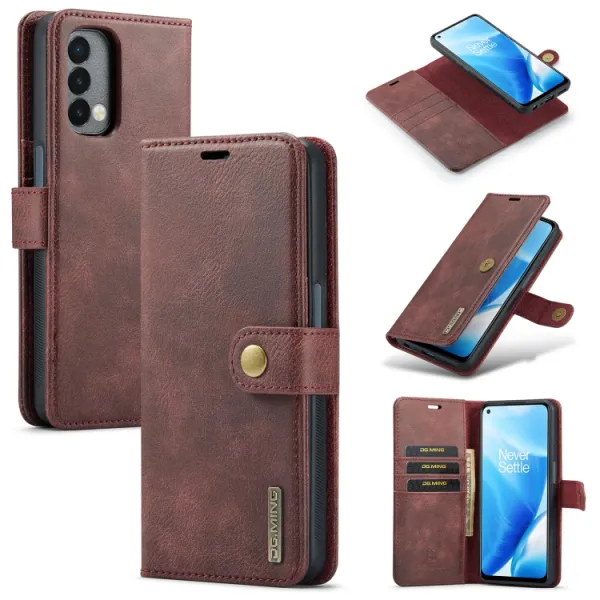 DG.MING Peňaženkový obal 2v1 OnePlus Nord N200 5G červený