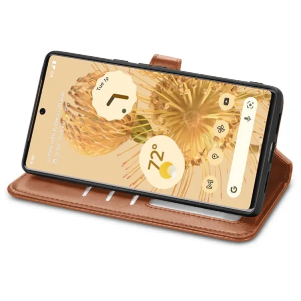 LEATHER BUCKLE Peňaženkový obal Google Pixel 6 hnedý