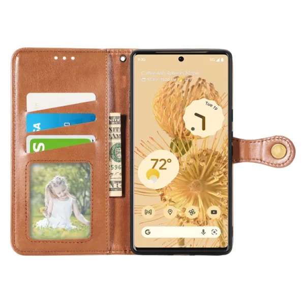 LEATHER BUCKLE Peňaženkový obal Google Pixel 6 hnedý