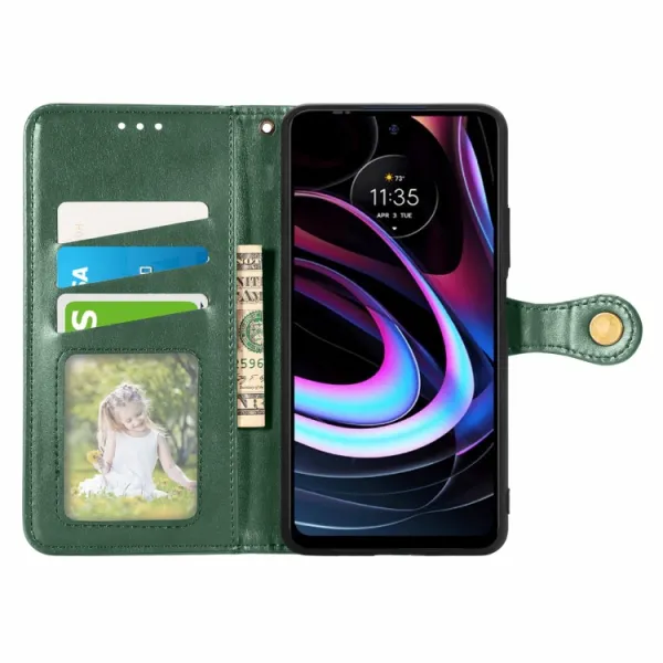 LEATHER BUCKLE Peňaženkový obal Motorola Edge 2021 zelený