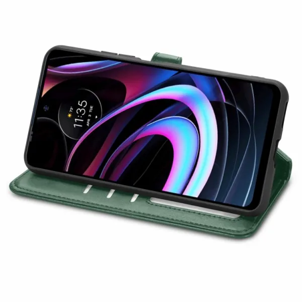 LEATHER BUCKLE Peňaženkový obal Motorola Edge 2021 zelený