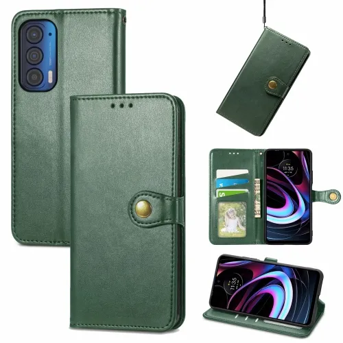 LEATHER BUCKLE Peňaženkový obal Motorola Edge 2021 zelený