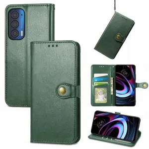 LEATHER BUCKLE Peňaženkový obal Motorola Edge 2021 zelený