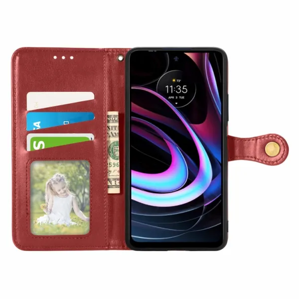 LEATHER BUCKLE Peňaženkový obal Motorola Edge 2021 červený