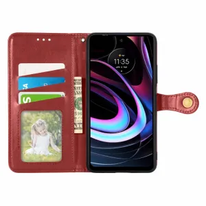 LEATHER BUCKLE Peňaženkový obal Motorola Edge 2021 červený
